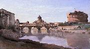 The Bridge and Castel Sant'Angelo with the Cuploa of St. Peter's Jean-Baptiste-Camille Corot